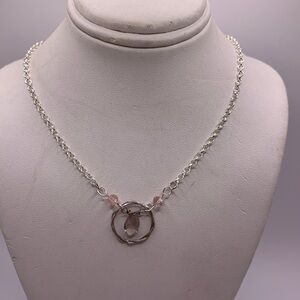 Artisan Made Pink Sapphire and sterling Circle Necklace NWT